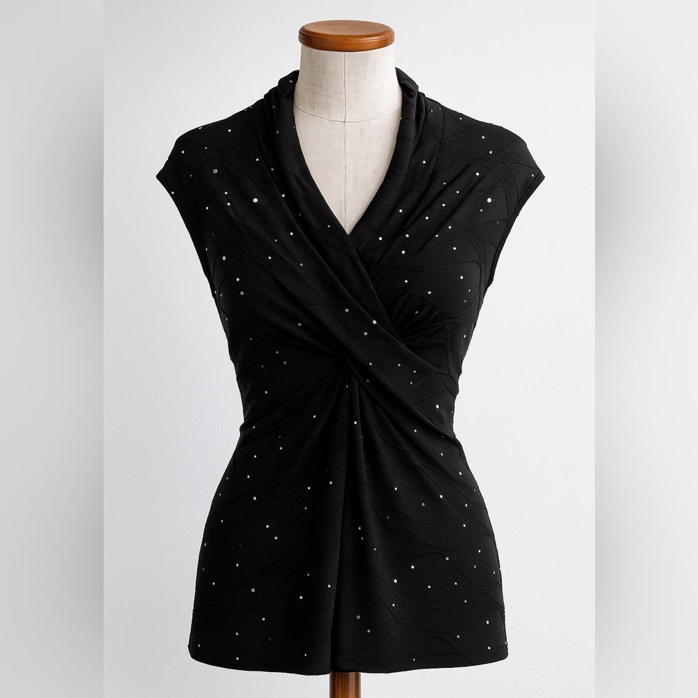 Black draped glitter blouse – Brittany Black – Size‎ M